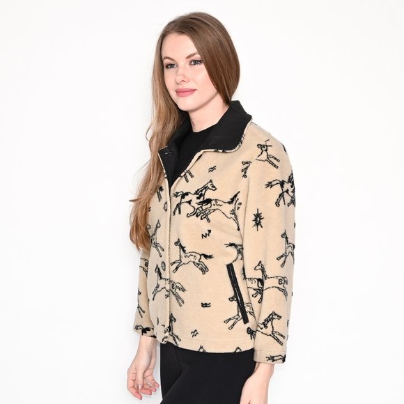TSUNAMI Horse Print Cream Sherpa Jacket - Picture 5 of 6